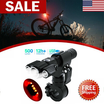 #ad USB Rechargeable LED Bicycle Headlight Bike 3 Head Light Front Lamp Set Cycling $13.77