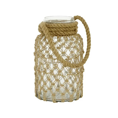 #ad Clear Glass Decorative Candle Lantern with Rope HandleM $18.35