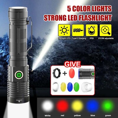 #ad 2000000 Lumens Super Bright LED Flashlight Tactical Rechargeable Work Lights New $18.99