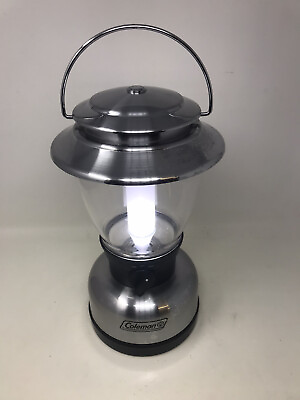 #ad Coleman Silver Battery Operated Lantern Model 5329 Fluorescent Tested Good Shape $21.56