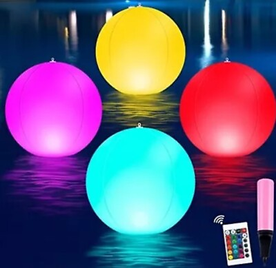 #ad Pool Solar Floating Lights 16 Color Changing LED Solar 24 Inch 4 Pcs Large $60.00