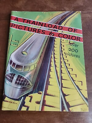#ad Trainload Of Pictures To Color Vintage 1937 Bill Bailey Railroad Coloring Book $19.99