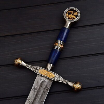 #ad Hand Forged Damascus Steel Viking Sword Battle Ready Medieval Sword Gift $113.99