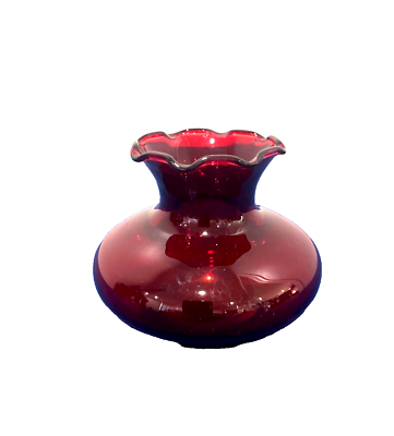 #ad Small Pretty Red Antique Victorian Style Vase With Scallop Top $18.00