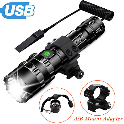 #ad 90000LM Tactical Police Gun Flashlight Picatinny Rail MountSwitch for Hunting $13.99