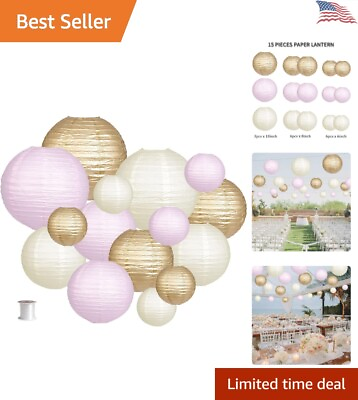 #ad Vibrant Paper Lantern Set 15pcs 10quot; 8quot; and 6quot; sizes Versatile Decoration $33.98