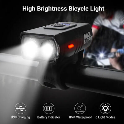 #ad Rechargeable LED Bicycle Headlight Bike Head Light Cycling Front Lamp Waterproof $8.90