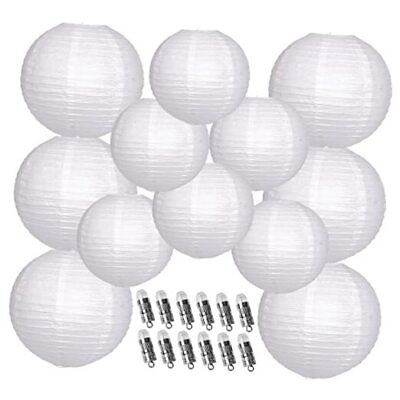 #ad Paper Lanterns Decorative Hanging Paper Lanterns with Lights for Wedding White $36.35