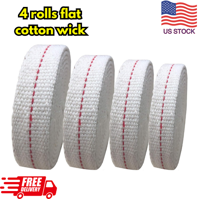 #ad 4 Rolls Oil Lamp Wick 1 2 3 4 5 8 7 8 Inch Flat Cotton Wick 6.5Ft Red Stitch $12.69