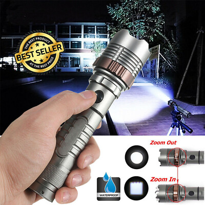 #ad Ultra Brightest 900000LM Zoomable LED Rechargeable Flashlight Police Torch Light $10.99