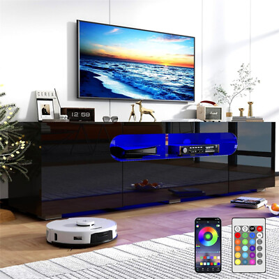 #ad 65IN High Gloss LED TV Stand for 65 70 75inch TV with Large Storage APP RGB $208.99
