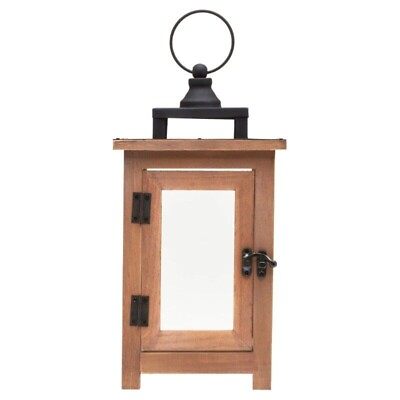 #ad Medium Decorative Wood and Metal Lantern Candle Holder Brown 6.5 x 11.7 $16.59