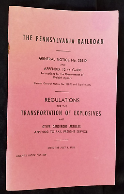 #ad 1955 Regulation Book Pennsylvania Railroad Transportation Explosives Dangerous $20.25
