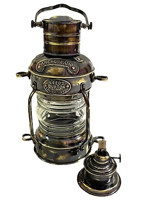 #ad Nautical Maritime Brass Antique Finish Anchor Oil Lamp Ship Christ Lantern Decor $105.20