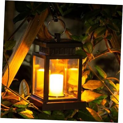 #ad Solar Outdoor Lantern Solar Candle Flickering Flame Hanging Lanterns with $22.56