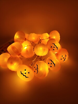 #ad #ad Halloween Mini Pumpkin Jack O Lantern String Lights 20 LED Battery Operated $12.99