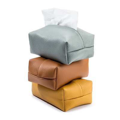 #ad Genuine Leather Tissue Box Cover Home Decor Storage For Tissue Holder Paper $19.99