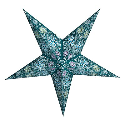 #ad Paper Star Lanterns 24 Inch Chakra Turquoise Medium Light up Hollow Out S... $25.14
