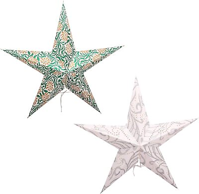 #ad 2 Pcs Multicolor Paper Star Lantern Christmas Foldable Paper Hanging Star Lamps $19.13