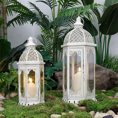 #ad #ad Set of 2 Decorative Candle Lantern 22quot;amp;17quot; H Outdoor Candle Lanterns Vintage ... $93.87