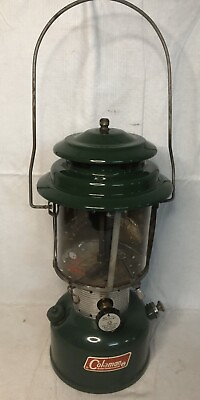 #ad VINTAGE COLEMAN LANTERN MODEL 220F DOUBLE MANTLE PYREX GLASS MARCH 1969 CAMPING $59.95