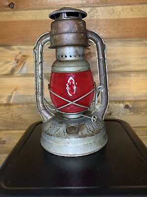 #ad 1943 Dietz Little Wizard Lantern w Red Globe Leak Tested and it Works $119.00