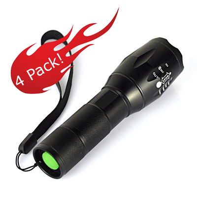 #ad Superbright Flashlight LED Rechargeable Tactical Torch 3.8kL G7K SOS 4pk $54.79