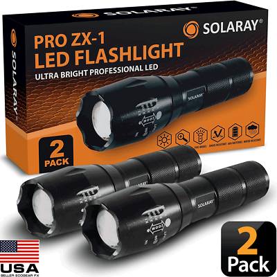 #ad Tactical Flashlight 5 Modes LED 18650 Zoom Light Best Gift for Men 2 PACK $14.99