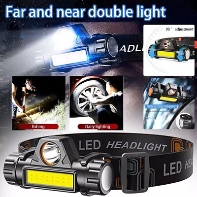 #ad USB Rechargeable Waterproof LED Headlamp Headlight Head Light Flashlight 2 Modes $5.36