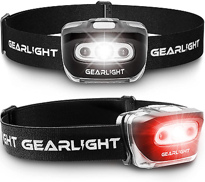 #ad LED Head Lamp 2pcs Outdoor Flashlight Headlamps Adjustable Headband Hiking Gear $38.97