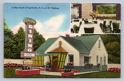 #ad Postcard North Carolina Fayetteville The Green Lantern Restaurant Linen F609 $11.99