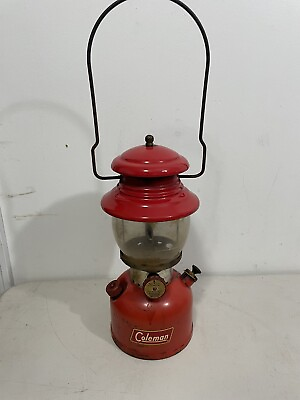 #ad Vintage 1959 Coleman 200A Camping Lantern Red Pyrex USA $80.00
