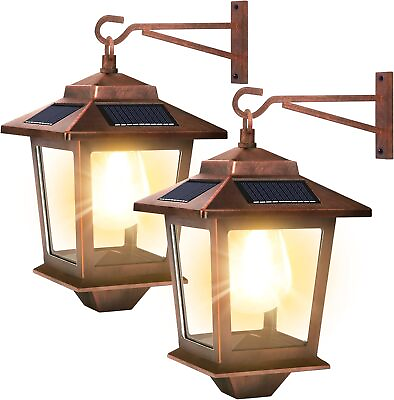 #ad 2 Pack Solar Wall Lanterns with Replaceable Bulb Outdoor Hanging Solar Lights $44.09
