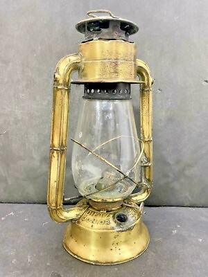 #ad OLD ANTIQUE JUNIOR DIETZ BRASS KEROSENE LAMP LANTERN WITH ORIGINAL GLOBE USA $155.00