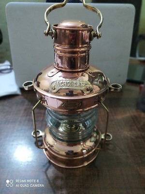 #ad 10quot; Maritime Ship Lantern Boat Light Lamp Copper amp; Brass Anchor Oil Lamp $63.89