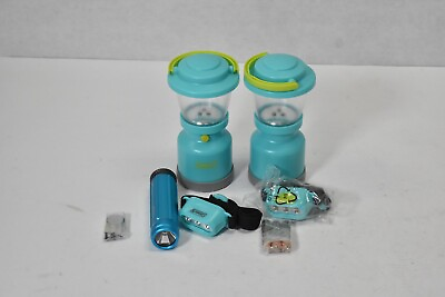 #ad Coleman Lantern Flashlight Pack 5 Pieces 0919 09217 Battery Operated Teal Blue $39.99