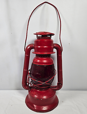 #ad #ad Vintage Dietz Little Wizard Red Lantern With Red Glass Globe Farmhouse Some Wear $63.96