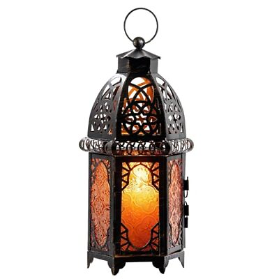 #ad Lanterns Decorative Indoor 12.8#x27;#x27; Moroccan Candle Holder Hanging Lantern Outd... $21.93
