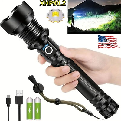 #ad 9000000 Lumens Super Bright LED Flashlight Tactical Rechargeable LED Work Lights $22.79