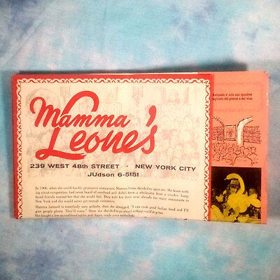 #ad #ad Vintage Folded Paper Restaurant Menu Mamma Leone#x27;s New York City $15.00