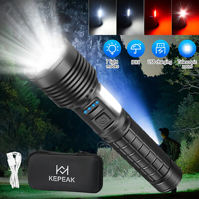 #ad 1000000 Lumens Super Bright LED Tactical Flashlight Rechargeable LED Work Light $18.99