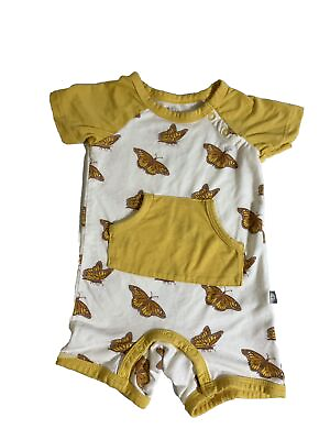#ad Kyte Baby Monarch Butterfly Short Romper Pocket Unisex Retired Print Size 3 6 Mo $29.99