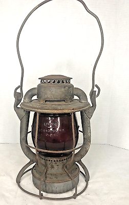 #ad Antique NYCS Lantern Original little wizard Dietz Vesta Red Globe marked $175.00