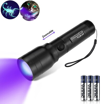 #ad Zoomable 395nm UV Light Blacklight Pet Urine Stains Tactical LED Flashlight AAA $12.99