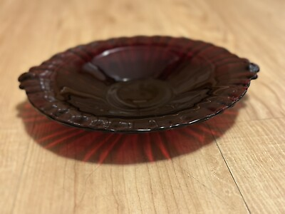 #ad #ad Vintage Serving Plate Ruby Red Depression Glass 8” $14.00