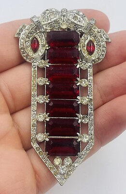 #ad MB Boucher Vintage Ruby Red Glass Deco Dress Clip $299.00