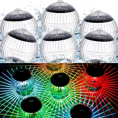 #ad Floating Pool Lights Solar Battery Powered Rotating Clor Changing Glow Globe $9.37