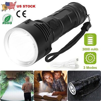#ad #ad Tactical Military LED Flashlight 50000LM USB Rechargeable Handheld Torch Light $16.42