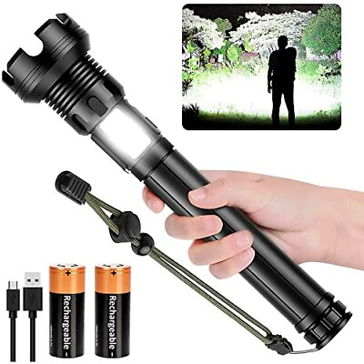 #ad Led Rechargeable Tactical Flashlights 90000 High Lumens Xhp90 Brightest Led F... $39.86