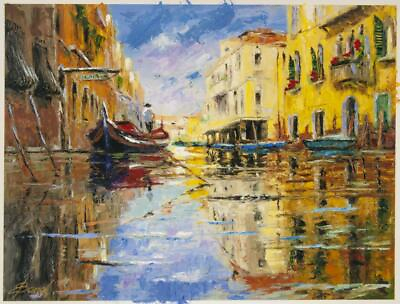 #ad The Red Gondola Elena Bond Limited Ediiton Embellished Giclee UNFRAMED Canvas $2000.00